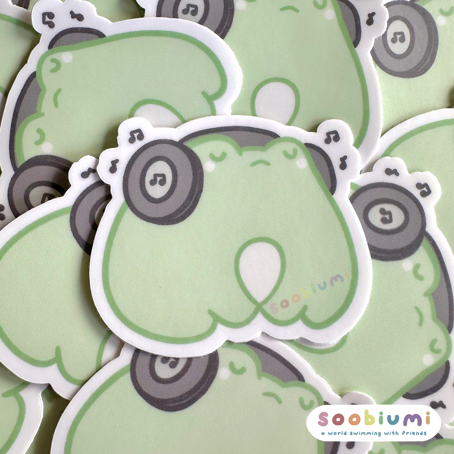 Bobo the Frog Listening to Music Sticker